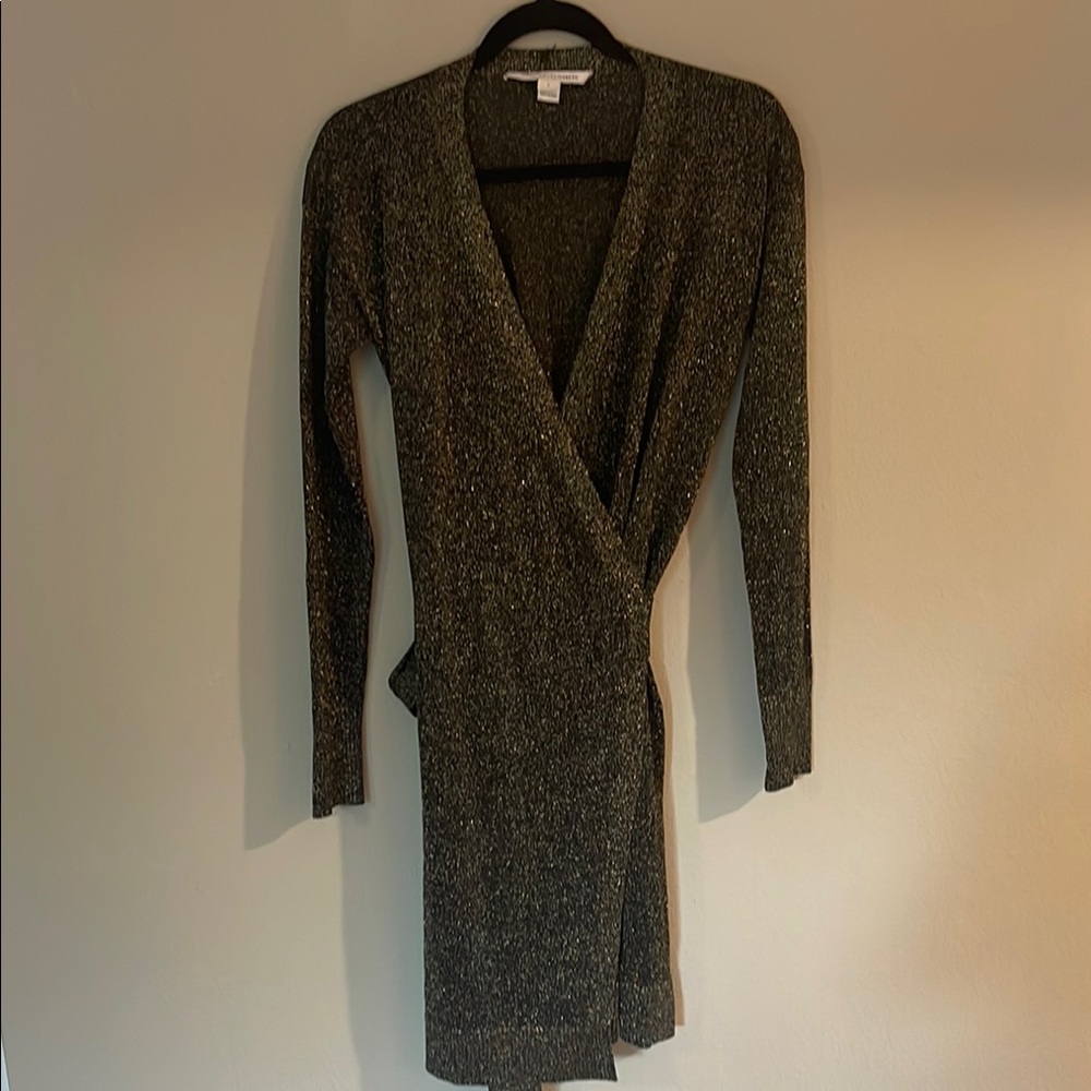 Diane Von Furstenberg Gold Long Sleeve Wrap Dress